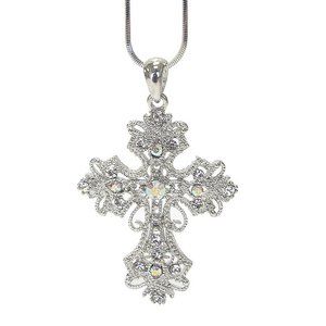 Ornate Cz Cross Necklace - New w/Tags
